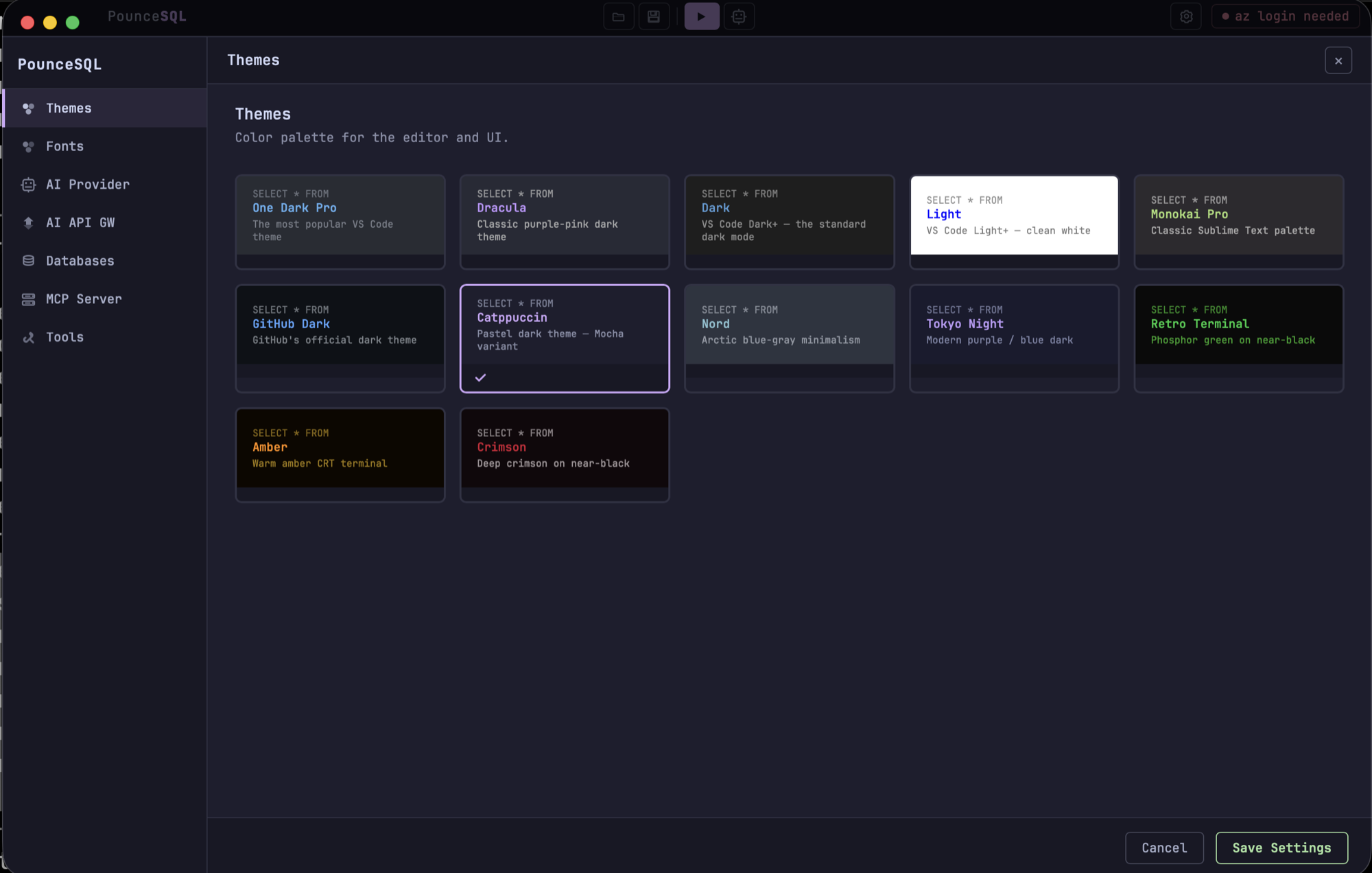 Themes and fonts
