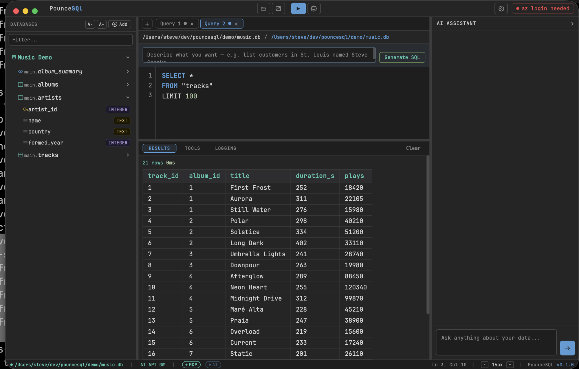 Query editor & results